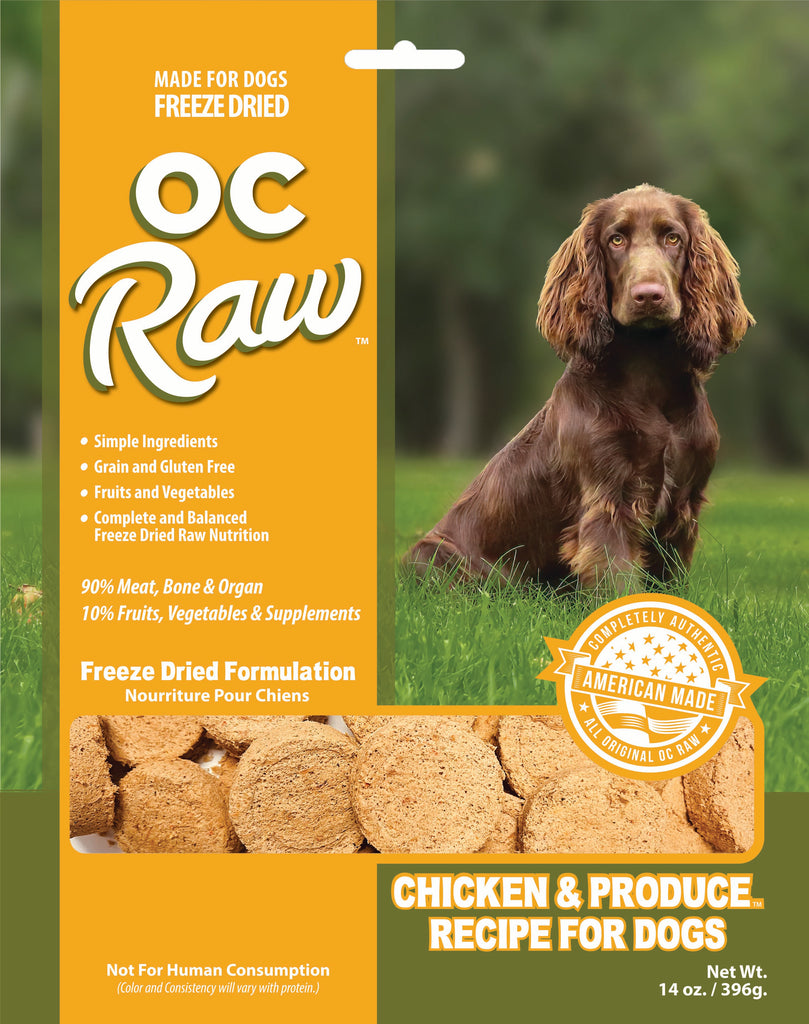 OC Raw, Freeze Dried Chicken & Produce Sliders