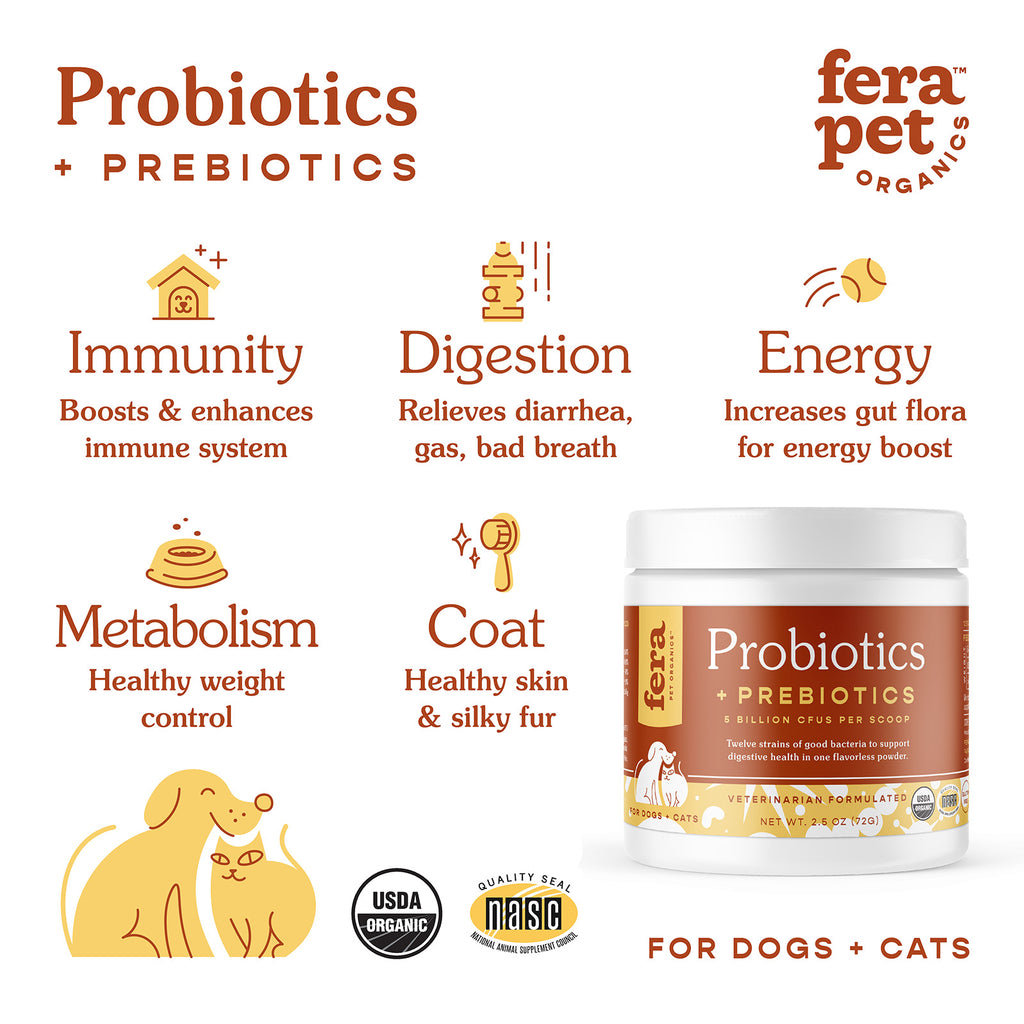 Fera Pets, USDA Organic Probiotics with Prebiotics for Dogs & Cats