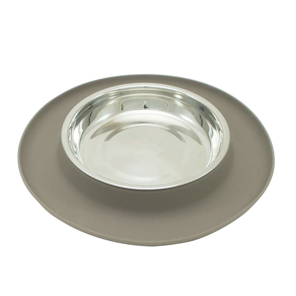 Messy Cats Silicone Feeder with Saucer, Grey