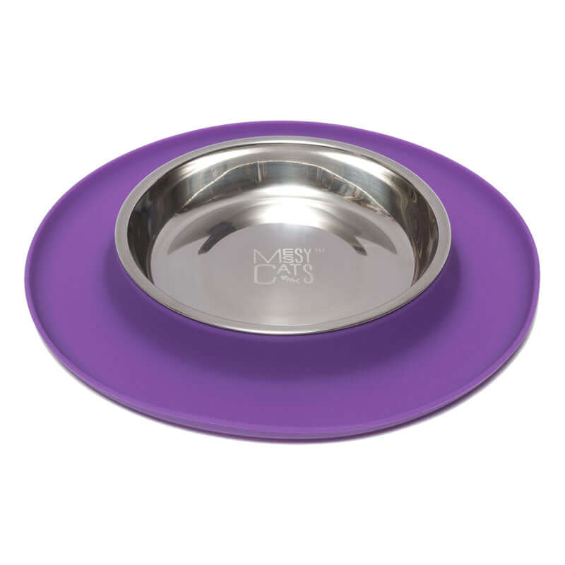 Messy Cats Silicone Feeder with Saucer, Purple