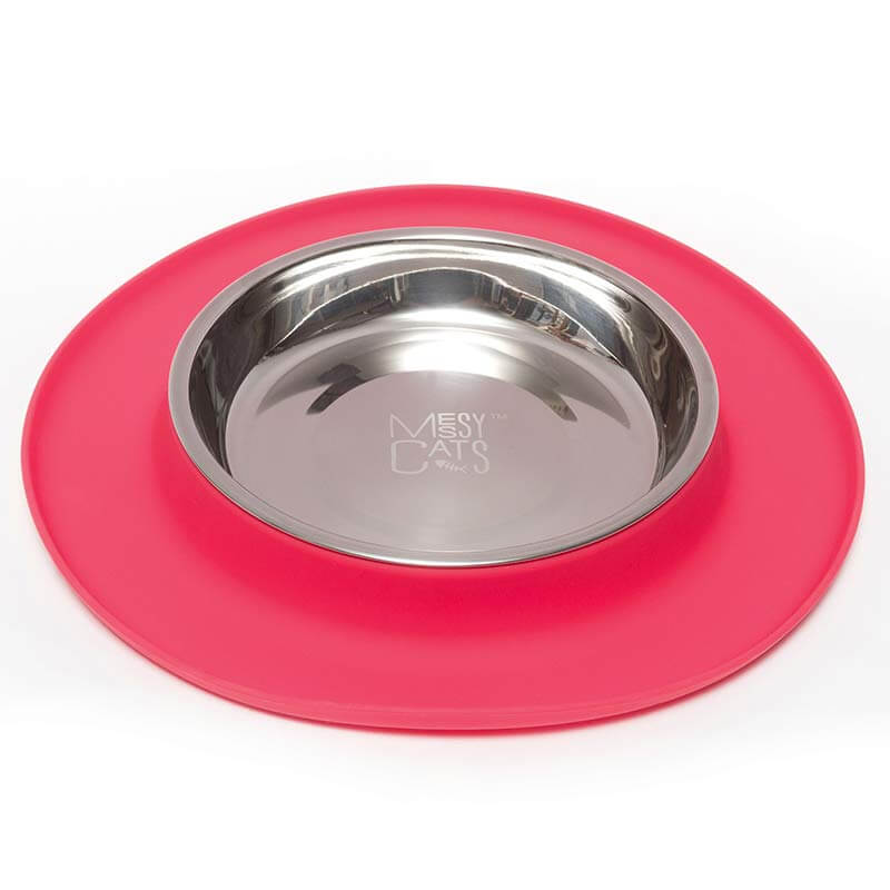 Messy Cats Silicone Feeder with Saucer, Watermelon