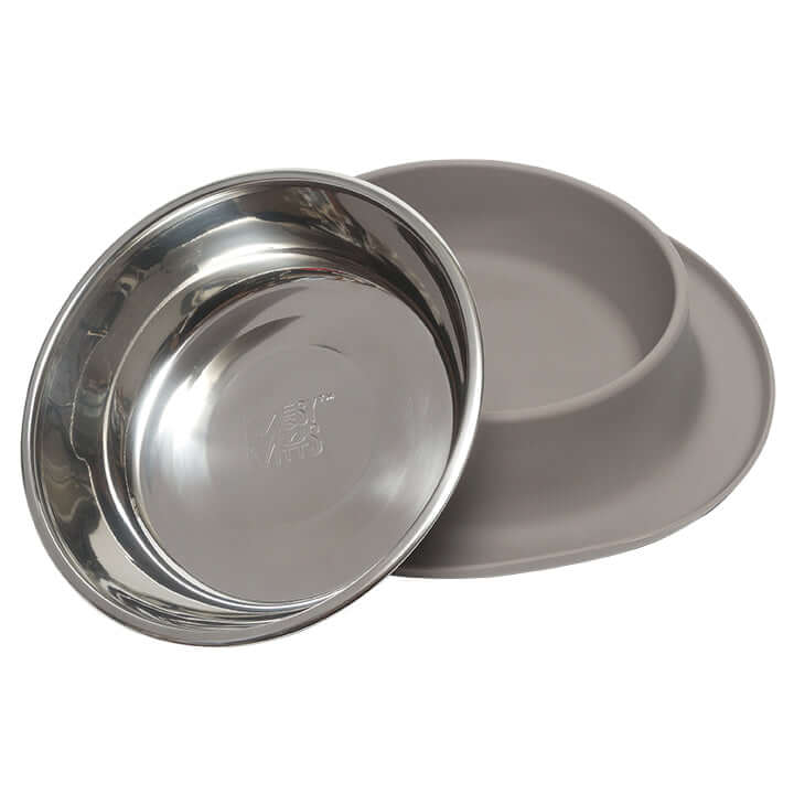Messy Mutts Silicone Feeder with Bowl, Grey