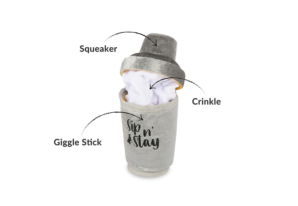 P.L.A.Y. Bartender DogTail Shaker, Squeaky Plush Toy