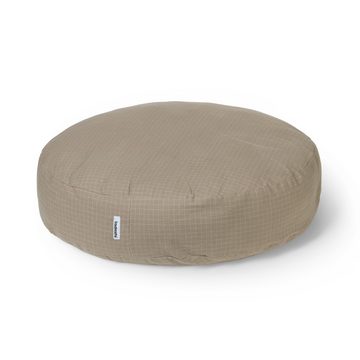 Tadazhi Poespas Round Dog Bed, Checkered Dark Sand | Organic Cotton